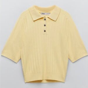 Zara Light Yellow‎ Polo Top